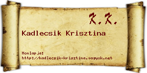 Kadlecsik Krisztina névjegykártya