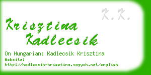 krisztina kadlecsik business card